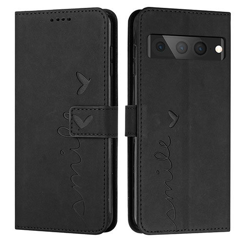 Leather Case Stands Flip Cover Holder Y03X for Google Pixel 7 Pro 5G Black