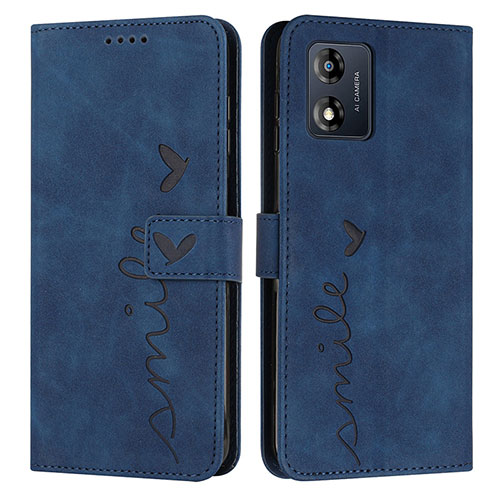 Leather Case Stands Flip Cover Holder Y03X for Motorola Moto E13 Blue