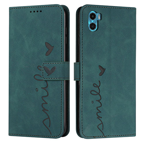 Leather Case Stands Flip Cover Holder Y03X for Motorola Moto E22S Green