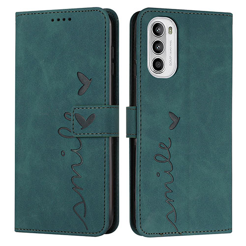 Leather Case Stands Flip Cover Holder Y03X for Motorola Moto Edge (2022) 5G Green