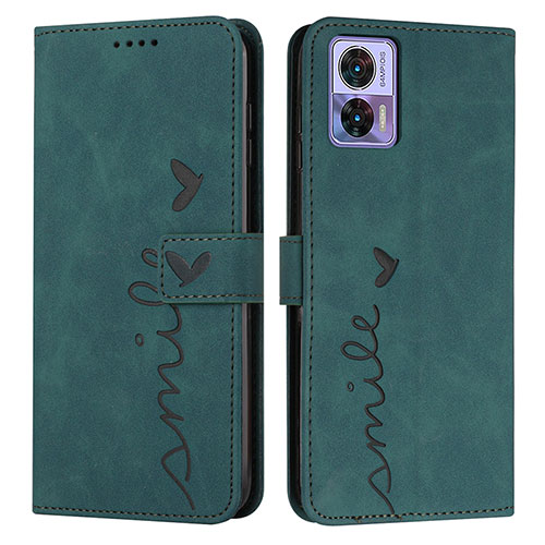 Leather Case Stands Flip Cover Holder Y03X for Motorola Moto Edge 30 Neo 5G Green