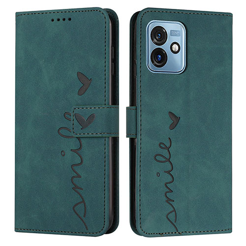 Leather Case Stands Flip Cover Holder Y03X for Motorola Moto G 5G (2023) Green