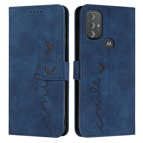 Leather Case Stands Flip Cover Holder Y03X for Motorola Moto G Play (2023) Blue