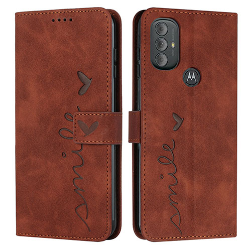 Leather Case Stands Flip Cover Holder Y03X for Motorola Moto G Play (2023) Brown