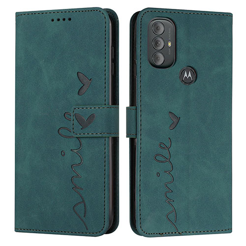 Leather Case Stands Flip Cover Holder Y03X for Motorola Moto G Play (2023) Green