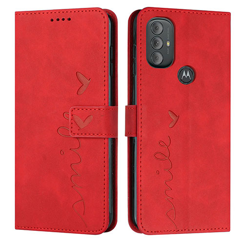 Leather Case Stands Flip Cover Holder Y03X for Motorola Moto G Play (2023) Red