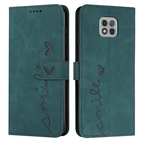 Leather Case Stands Flip Cover Holder Y03X for Motorola Moto G Power (2021) Green