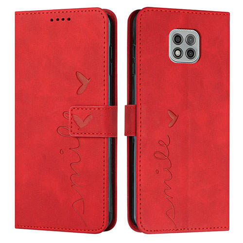 Leather Case Stands Flip Cover Holder Y03X for Motorola Moto G Power (2021) Red