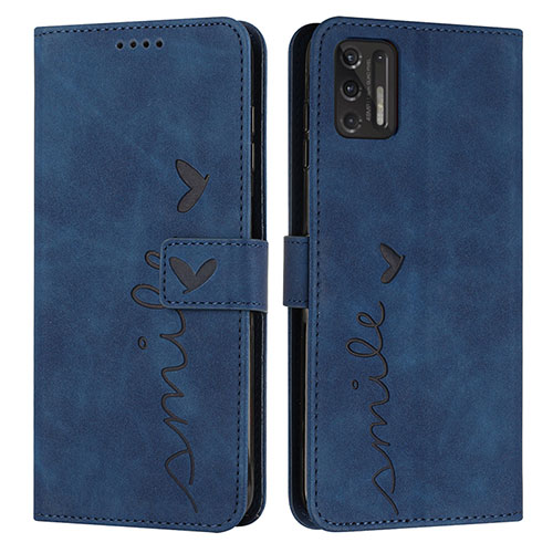 Leather Case Stands Flip Cover Holder Y03X for Motorola Moto G Stylus (2021) Blue