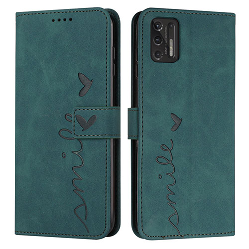 Leather Case Stands Flip Cover Holder Y03X for Motorola Moto G Stylus (2021) Green