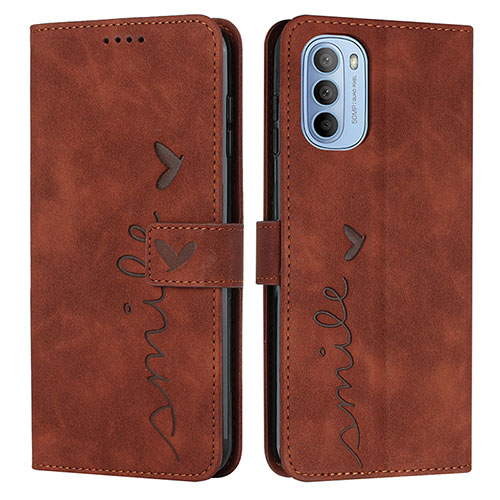 Leather Case Stands Flip Cover Holder Y03X for Motorola Moto G31 Brown