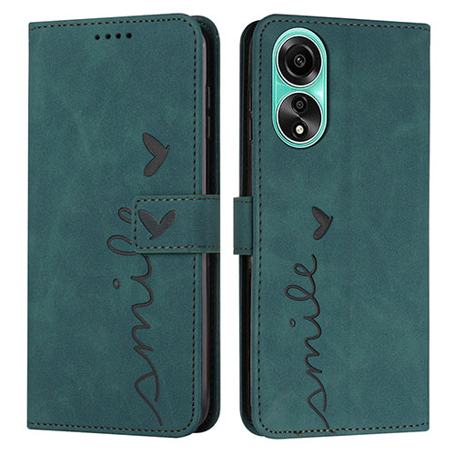 Leather Case Stands Flip Cover Holder Y03X for Oppo A38 Green