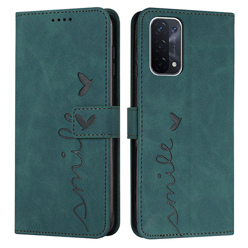 Leather Case Stands Flip Cover Holder Y03X for Oppo A93 5G Green