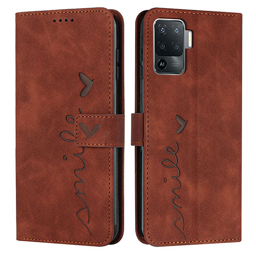 Leather Case Stands Flip Cover Holder Y03X for Oppo A94 4G Brown