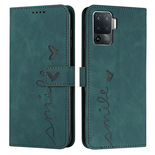 Leather Case Stands Flip Cover Holder Y03X for Oppo A94 4G Green