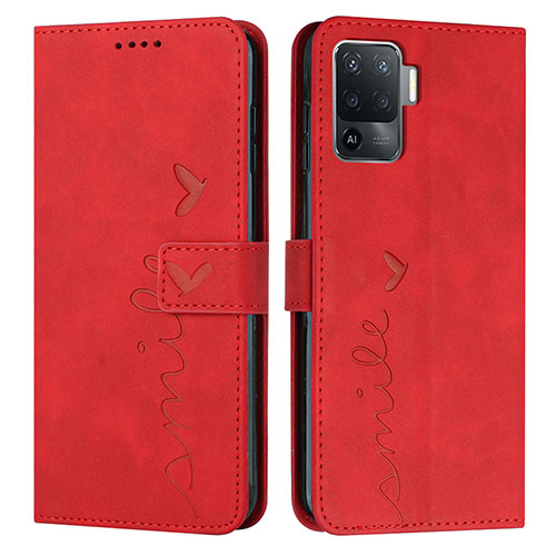 Leather Case Stands Flip Cover Holder Y03X for Oppo A94 4G Red