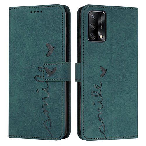 Leather Case Stands Flip Cover Holder Y03X for Oppo F19 Green