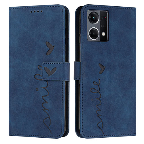 Leather Case Stands Flip Cover Holder Y03X for Oppo F21 Pro 4G Blue