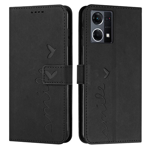 Leather Case Stands Flip Cover Holder Y03X for Oppo F21s Pro 4G Black