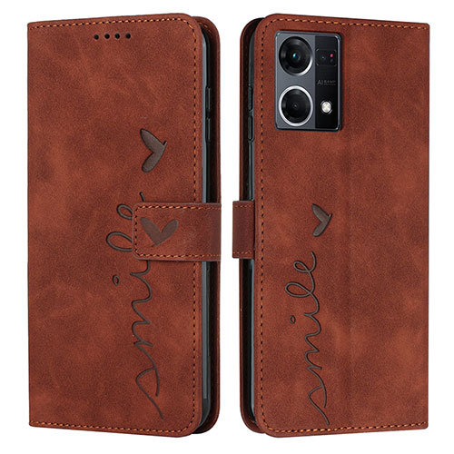 Leather Case Stands Flip Cover Holder Y03X for Oppo F21s Pro 4G Brown