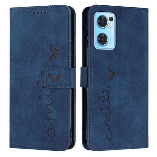 Leather Case Stands Flip Cover Holder Y03X for Oppo Find X5 Lite 5G Blue