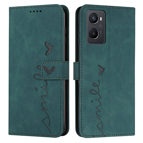 Leather Case Stands Flip Cover Holder Y03X for Oppo K10 4G Green