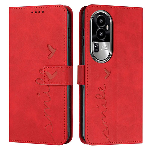 Leather Case Stands Flip Cover Holder Y03X for Oppo Reno10 Pro+ Plus 5G Red