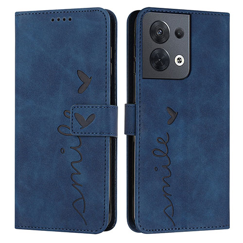 Leather Case Stands Flip Cover Holder Y03X for Oppo Reno9 Pro 5G Blue