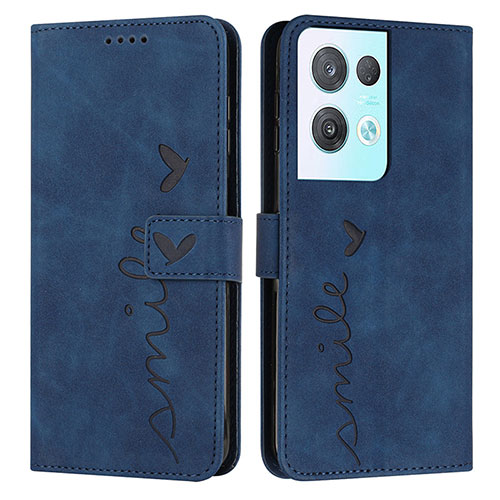 Leather Case Stands Flip Cover Holder Y03X for Oppo Reno9 Pro+ Plus 5G Blue