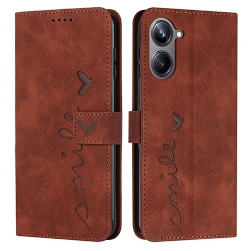 Leather Case Stands Flip Cover Holder Y03X for Realme 10 4G Brown