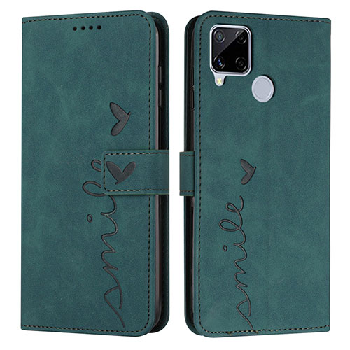 Leather Case Stands Flip Cover Holder Y03X for Realme 7i RMX2193 Green