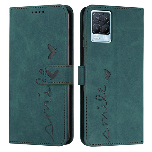 Leather Case Stands Flip Cover Holder Y03X for Realme 8 4G Green