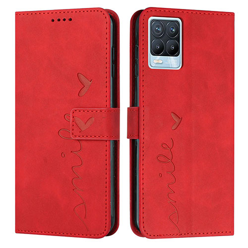 Leather Case Stands Flip Cover Holder Y03X for Realme 8 4G Red