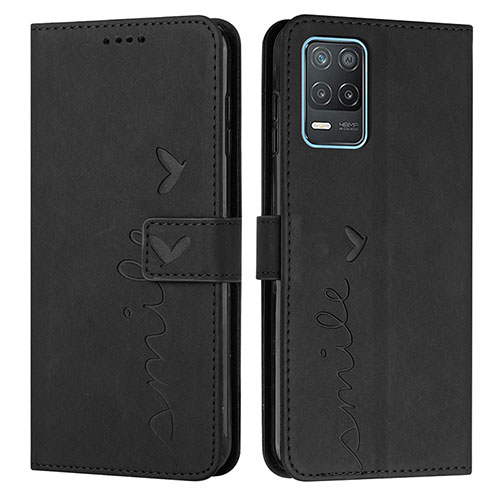 Leather Case Stands Flip Cover Holder Y03X for Realme 8 5G Black