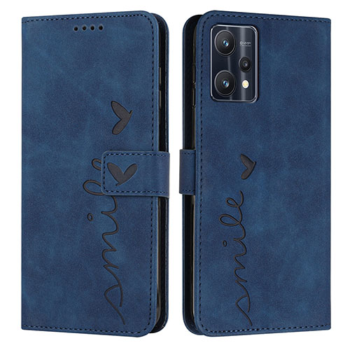 Leather Case Stands Flip Cover Holder Y03X for Realme 9 4G Blue