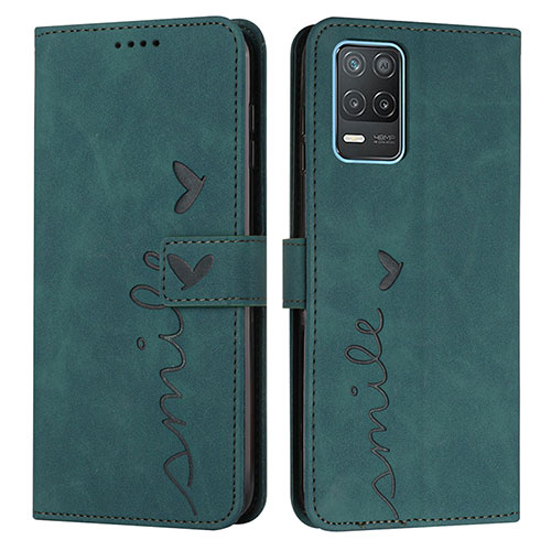 Leather Case Stands Flip Cover Holder Y03X for Realme 9 5G India Green