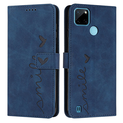 Leather Case Stands Flip Cover Holder Y03X for Realme C25Y Blue