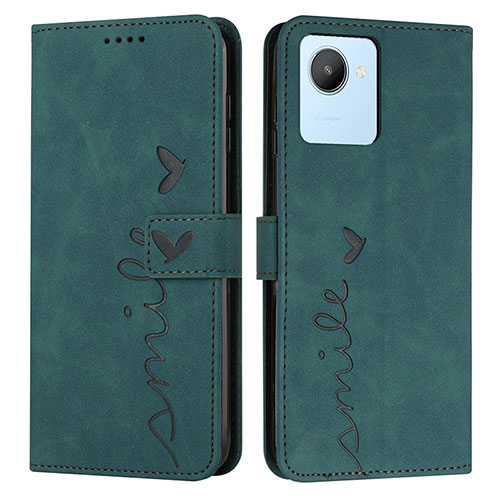 Leather Case Stands Flip Cover Holder Y03X for Realme C30 Green