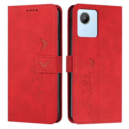 Leather Case Stands Flip Cover Holder Y03X for Realme C30 Red