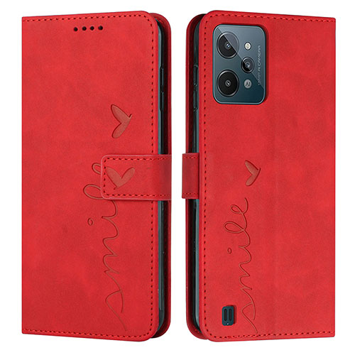 Leather Case Stands Flip Cover Holder Y03X for Realme C31 Red