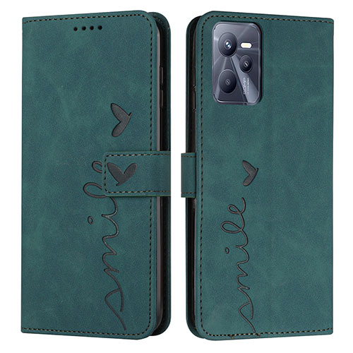 Leather Case Stands Flip Cover Holder Y03X for Realme C35 Green