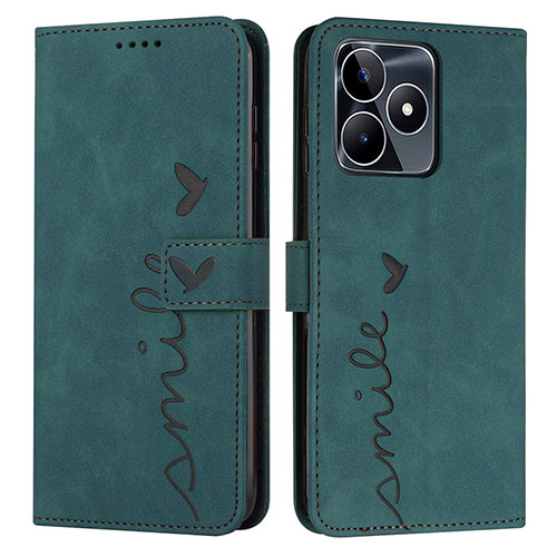 Leather Case Stands Flip Cover Holder Y03X for Realme C53 Green