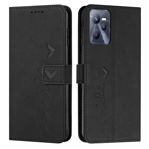 Leather Case Stands Flip Cover Holder Y03X for Realme Narzo 50A Prime Black