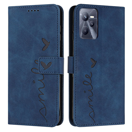 Leather Case Stands Flip Cover Holder Y03X for Realme Narzo 50A Prime Blue