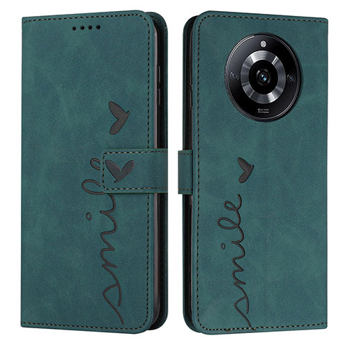 Leather Case Stands Flip Cover Holder Y03X for Realme Narzo 60 Pro 5G Green