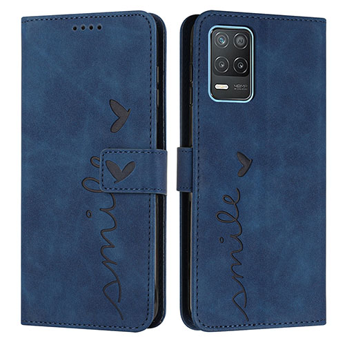 Leather Case Stands Flip Cover Holder Y03X for Realme Q3 5G Blue