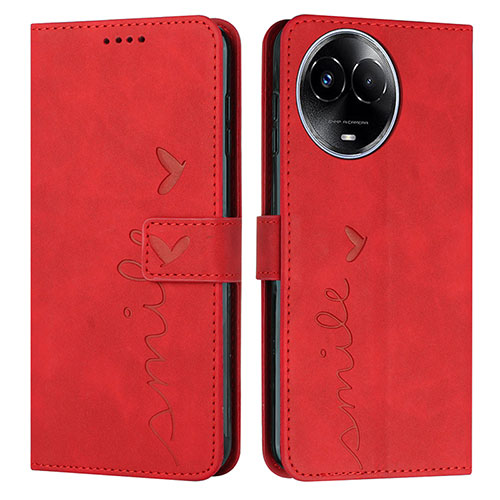 Leather Case Stands Flip Cover Holder Y03X for Realme V50 5G Red