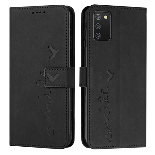 Leather Case Stands Flip Cover Holder Y03X for Samsung Galaxy A02s Black