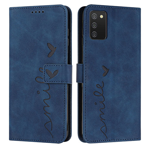 Leather Case Stands Flip Cover Holder Y03X for Samsung Galaxy A02s Blue