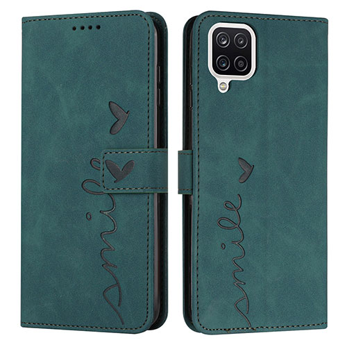 Leather Case Stands Flip Cover Holder Y03X for Samsung Galaxy A12 5G Green